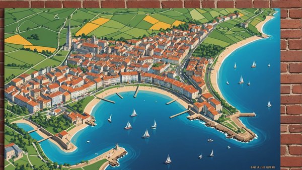 Affiche décorative de saint-jean-de-luz : plan coloré et iconique